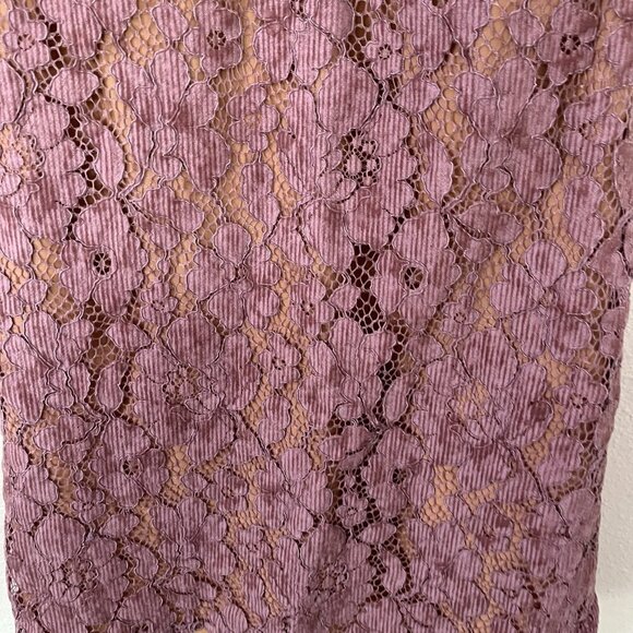 Free People Dangerous Love Mini Dress Deep V-NECK Lilac Nude Floral Lace Size 0 - Picture 3 of 8